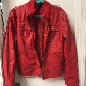 Red leather jacket